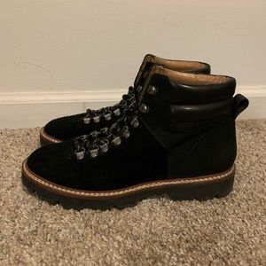 Madewell Enzo Black Suede Lug Sole Ankle Hiking Boots - 7.5